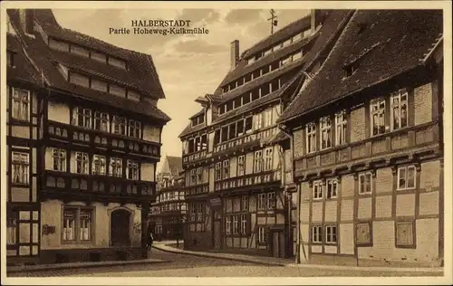 Ak Halberstadt in Sachsen Anhalt, Partie Hoheweg Kulkmühle, Alte Häuser