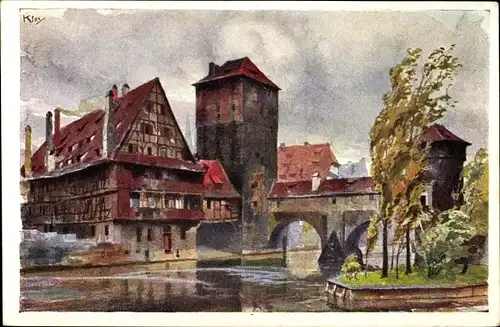 Künstler Ak Kley, Heinrich, Nürnberg in Mittelfranken, Henkersteg, Landesausstellung 1906