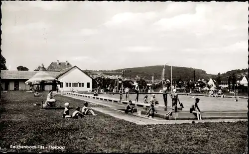 Ak Reichenbach an der Fils Württemberg, Freibad, Badegäste