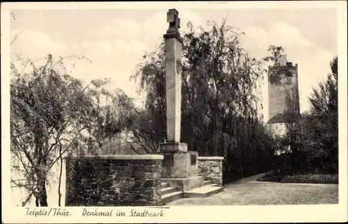 Ak Triptis in Thüringen, Denkmal im Stadtpark, Burgturm