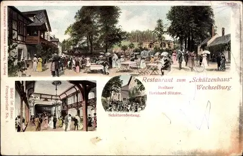 Ak Wechselburg in Sachsen, Restaurant zum Schützenhaus, Schützenfestzug