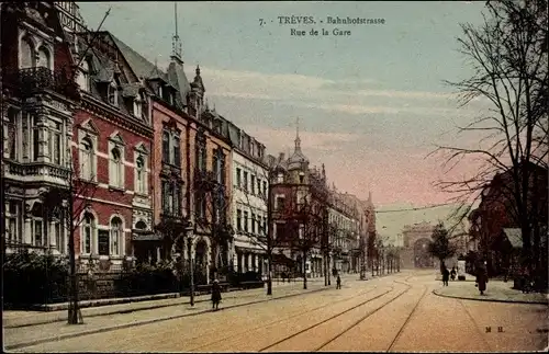 Ak Trier in Rheinland Pfalz, Bahnhofstraße, Häuserfassaden