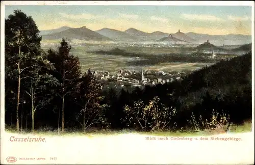 Ak Casselsruhe Bad Godesberg Bonn am Rhein, Blick nach Godesberg und dem Siebengebirge