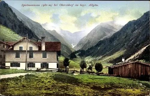 Ak Spielmannsau Oberstdorf im Oberallgäu, Ortspartie