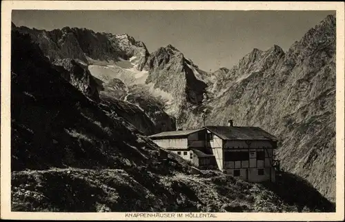 Ak Grainau, Knappenhäuser im Höllental, Felsen