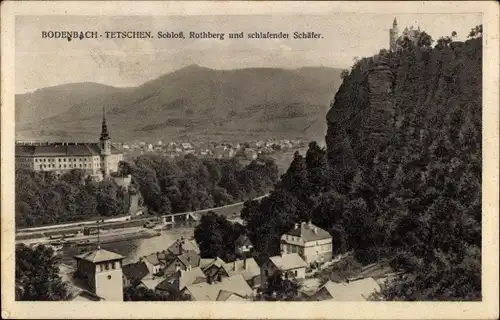 Ak Podmokly Bodenbach Děčín Tetschen an der Elbe Region Aussig, Schloss, Rothberg