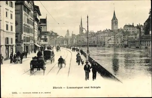 Ak Zürich Stadt Schweiz, Limmatquai und Schipfe