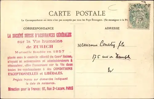 Ak Zürich Stadt Schweiz, Caisse des Rentes Suisses, Fondee a Zurich, Schloss, Boote, See