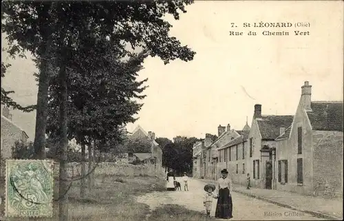 Ak Saint Leonard Oise, Rue du Chemin Vert