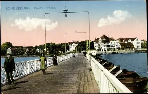 Ak Sønderborg Sonderburg Dänemark, Ponton Brücke