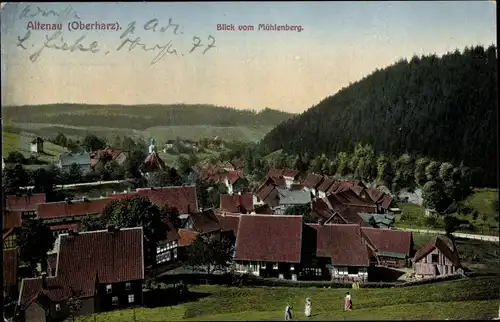 Ak Altenau Clausthal Zellerfeld im Oberharz, Blick vom Mühlenberg