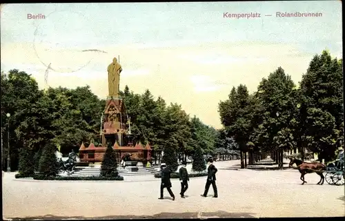 Ak Berlin Tiergarten Moabit, Kemperplatz, Rolandbrunnen