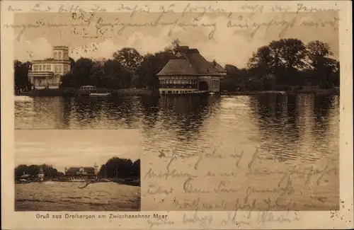 Ak Dreibergen Bad Zwischenahn in Oldenburg, Häuser und Villen am Wasser