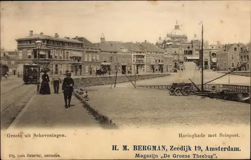 Ak Scheveningen Den Haag Südholland, Haringkade met Seinpost