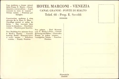 Ak Venezia Venedig Veneto, Hotel Marconi, Canal Grande, Ponte di Rialto