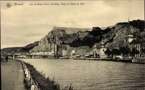 Ak Dinant Wallonien Namur, Vue generale, Pont, Citadelle, Poste und Hotel de Ville