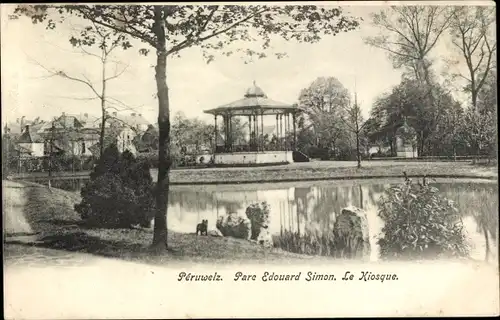 Ak Péruwelz Wallonie Hennegau, Der Edouard-Simon-Park, Der Kiosk