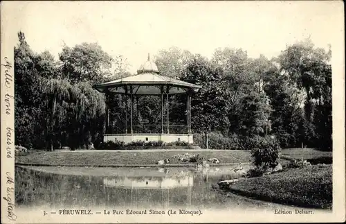 Ak Péruwelz Wallonie Hennegau, Der Edouard-Simon-Park, Der Kiosk