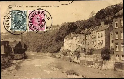 Ak Verviers Wallonie Lüttich, La Vesdre an der Promenade des Tailles