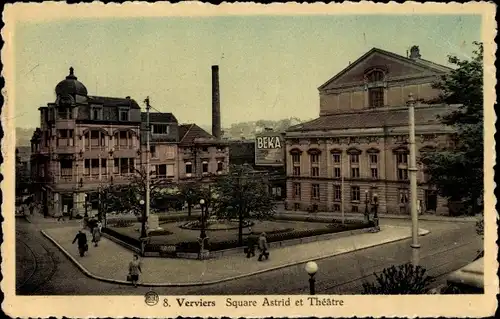 Ak Verviers Wallonie Lüttich, Square Astrid und Theater