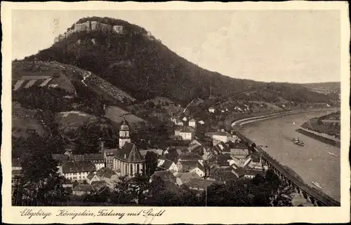 Ak Königstein an der Elbe Sächsische Schweiz, Festung Königstein, Panorama