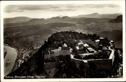 Ak Königstein in Sachsen, Fliegeraufnahme der Festung, Klinke & Co. 11160