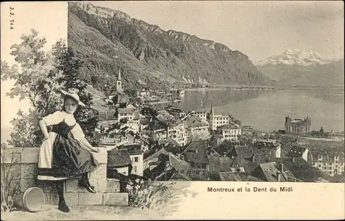 Ak Montreux Kanton Waadt Schweiz, Panorama et la Dent du Midi