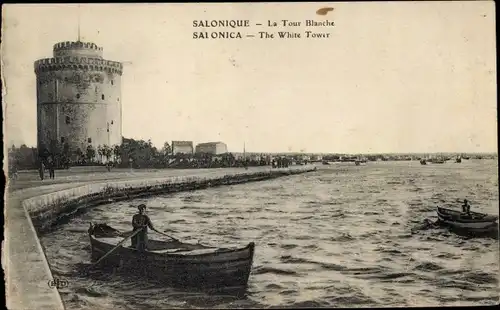 Ak Saloniki Thessaloniki Griechenland, Blicl auf den weißen Turm