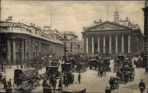 Ak London City England, Bank of England and Royal Exchange