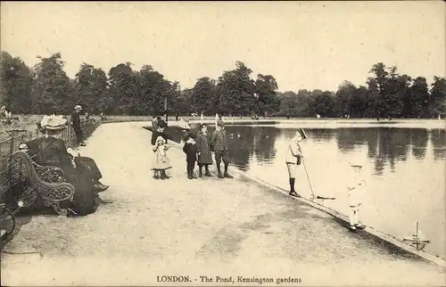 Ak London City England, The Pond, Kensington gardens