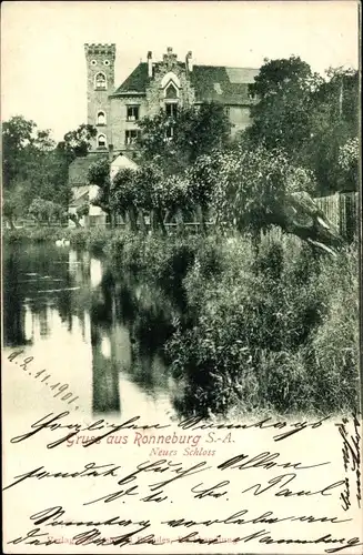 Ak Ronneburg in Thüringen, Neues Schloss, Außenansicht,Teich