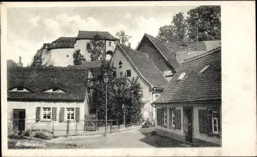 Ak Ronneburg in Thüringen, Wohnhäuser, Straßenpartie, Straßenbeleuchtung