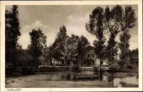 Ak Gessental Ronneburg in Thüringen, Talmühle, Ruderboot