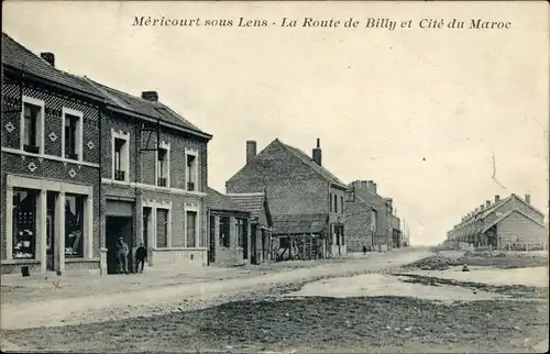 Ak Mericourt sous Lens Pas de Calais, La Route de Billy et Cite du Maroc