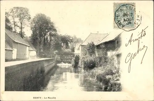 Ak Renty Pas de Calais, Le Moulin, Wassermühle