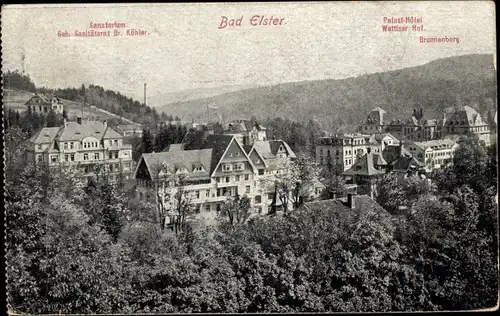 Ak Bad Elster im Vogtland, Sanatorium, Geh.-Sanitätsrat Dr. Köhler, Palast-Hotel, Wettiner Hof