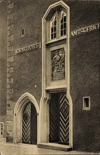 Ak Meißen in Sachsen, Tor des Bischöflichen Palastes, Königliches Amtsgericht, Fassade