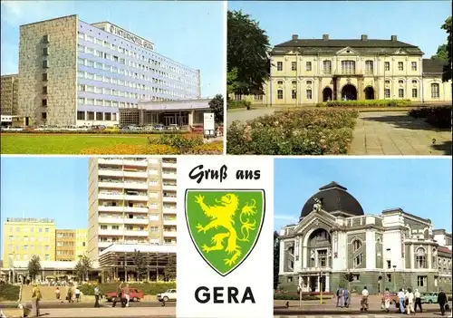 Ak Gera in Thüringen, Interhotel, Kunstgalerie, Bühnen der Stadt, Dr.-Rudolf-Breitscheid-Str.