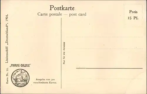 Künstler Ak Rave, Chr., Marine Galerie 33, Deutsches Kriegsschiff, Deutschland, Linienschiff, 1904