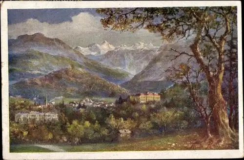 Ak Bad Ischl in Oberösterreich, Panorama mit Dachstein