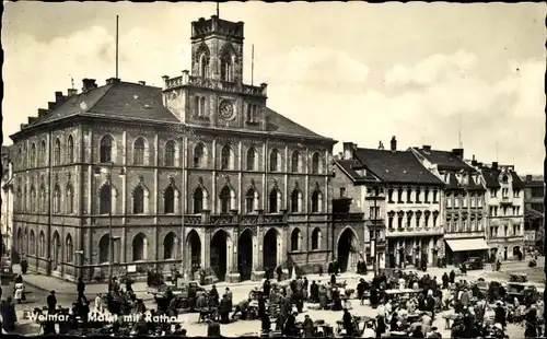 Ak Weimar in Thüringen, Markt mit Rathaus