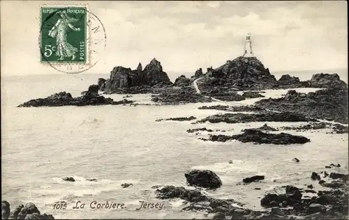 Ak St. Brelade Kanalinsel Jersey, La Corbiere Leuchtturm