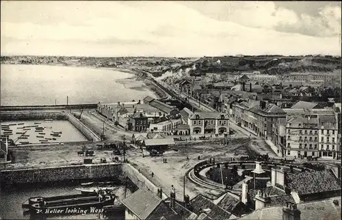 Ak Saint Helier Kanalinsel Jersey, Blick nach Westen