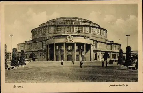 Ak Wrocław Breslau Schlesien, Ansicht der Jahrhunderthalle, Hala stulecia
