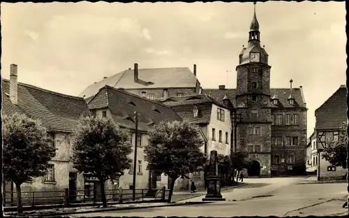 Ak Wettin an der Saale, Markt mit Rathaus