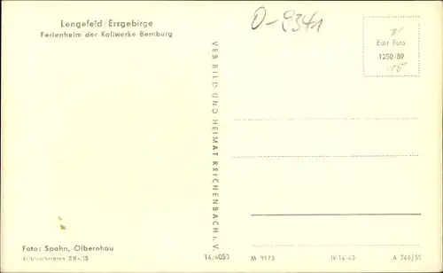 Ak Lengefeld im Erzgebirge Sachsen, Ferienheim d. Kaliwerke Bernburg