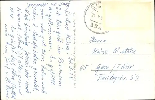 Ak Bornum Börßum am Harz, Kirche, Ehrenmal, Schule, Ortspartie