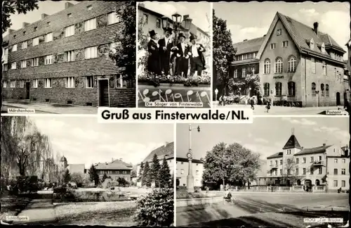 Ak Finsterwalde Niederlausitz, Märchenhaus, Sängergruppe, Postamt, Park, HOG Zur Brücke