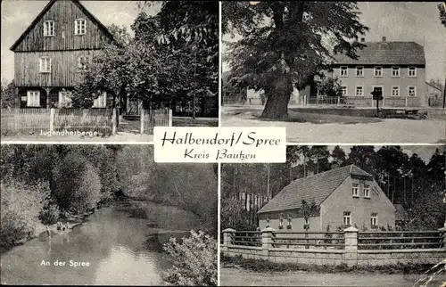 Ak Halbendorf Crostau Schirgiswalde Kirschau in Sachsen, Jugendherberge, an der Spree, Häuser