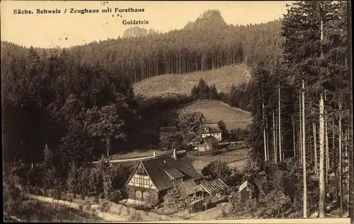 Ak Ottendorf Sebnitz Sächsische Schweiz, Zeughaus mit Forsthaus, Goldstein